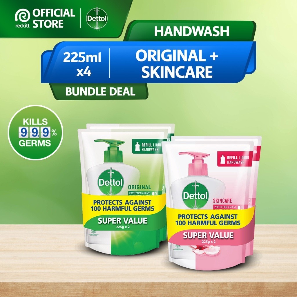 Dettol Antibacterial Liquid Hand Wash Refill Pouch 225 Bundle Of 4 Shopee Malaysia 8661