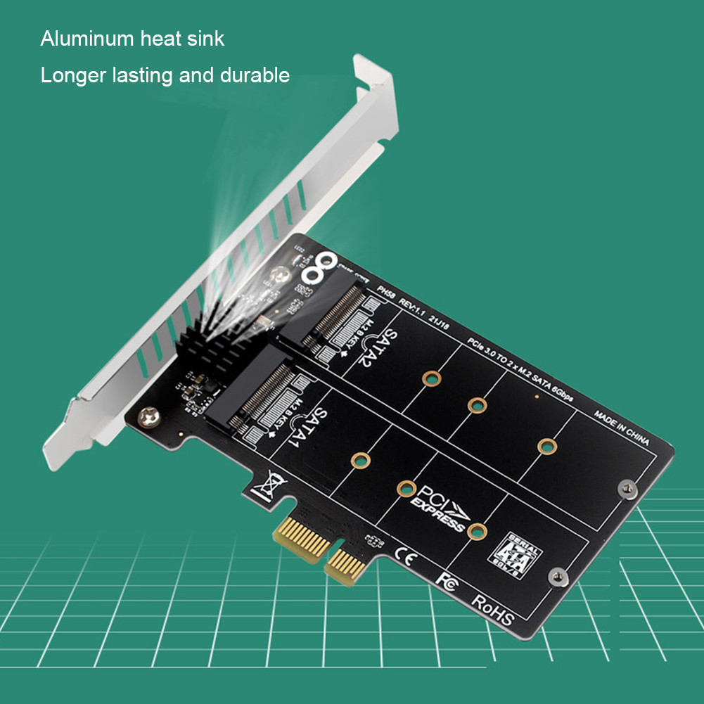 keepdreaming M.2 SATA To PCIE Dual-Disk Array Card Double Disc M2 SATA ...