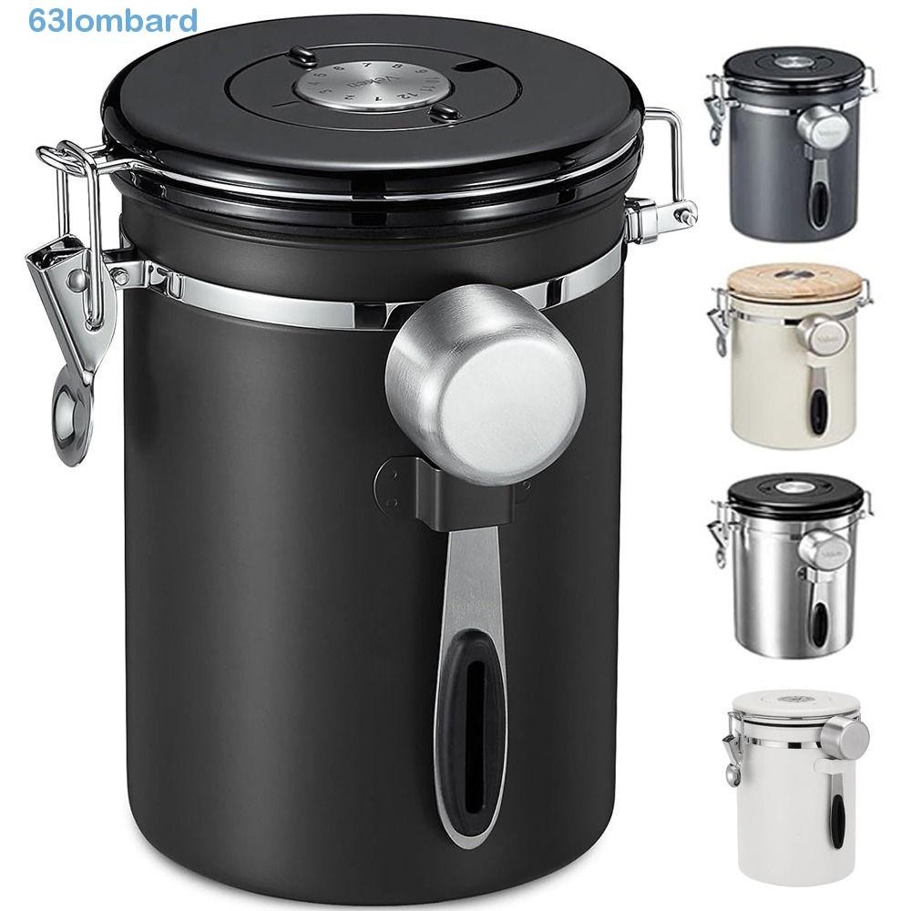 LOMBARD Airtight Coffee Canister, Measuring Scoop CO2 Releasing Valves