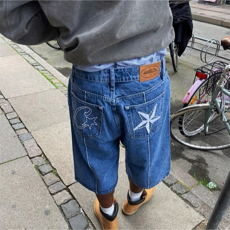 Denim Shorts with Five-Pointed Star