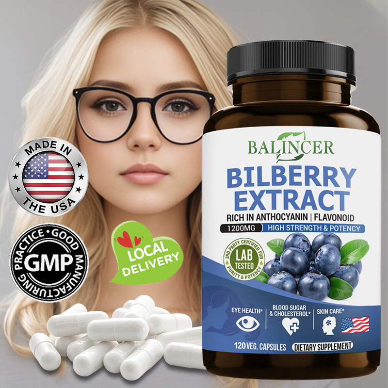 Balincer Bilberry Supplement, Rich in Anthocyanins and Flavonoid Extracts To Promote Visual