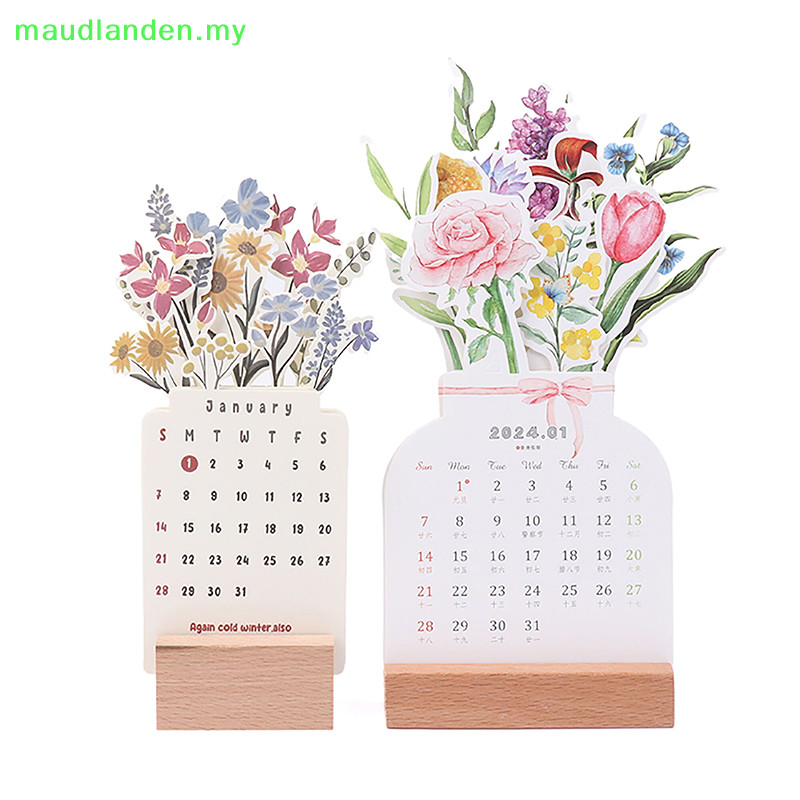 maudlanden 2024 Bloomy Flower Desk Calendar Creative Card Calendar High ...