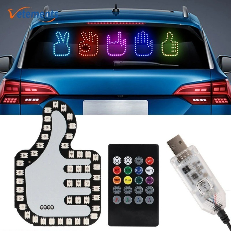 Funny Warning Light with Remote Control LED Car Finger Gesture Light ...