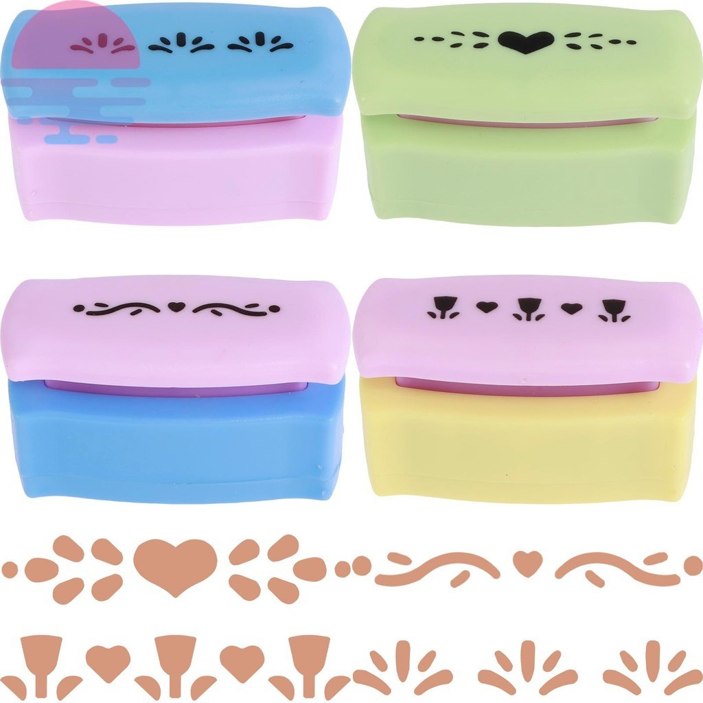 4Pcs Edge Paper Punch Easy to Use Craft Border Puncher Portable Cutting Edge Paper Punch Set 4