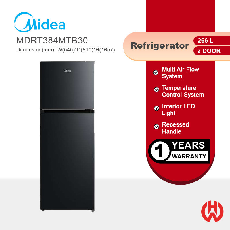 MIDEA MULTI AIR FLOW TEMPERATURE CONTROL SYSTEM 266L 2 DOOR R600A