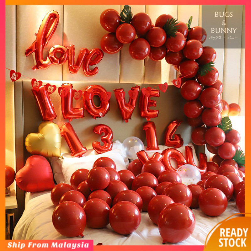 READY STOCK Red Balloon Anniversary Decoration Set Happy Anniversary ...