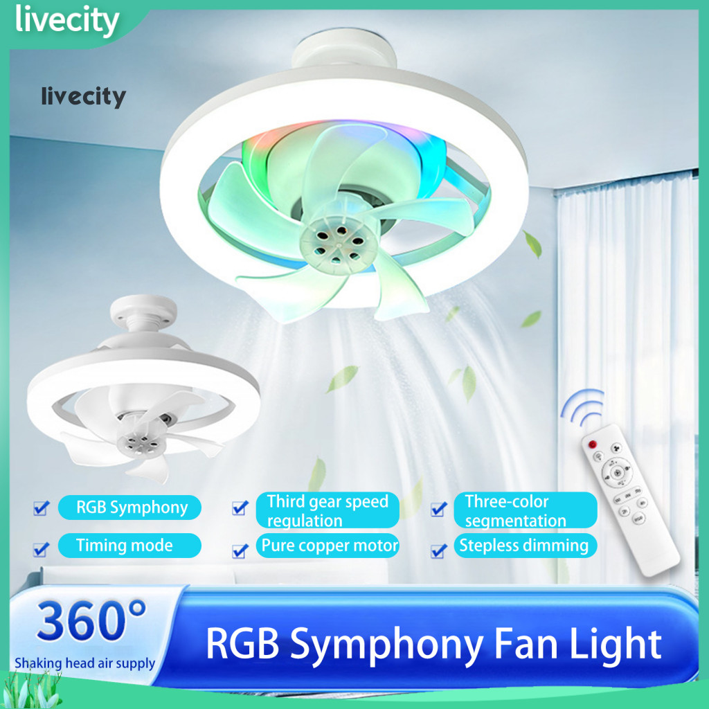 Livecity easy install ceiling fan dimmable white light ceiling fan
