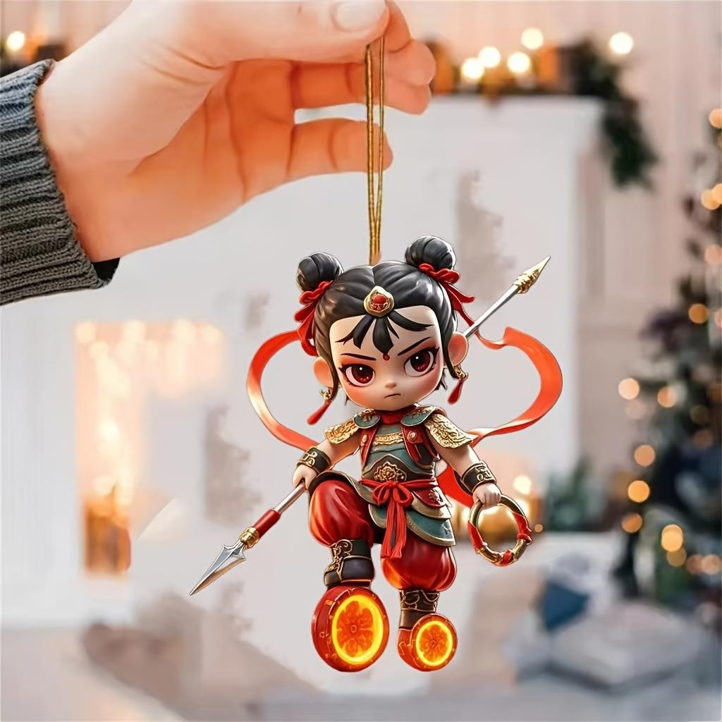 Cartoon Cartoon Nezha Car Rearview Mirror Pendant Christmas Tree ...