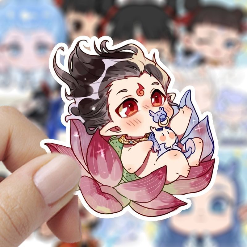 (READY STOCK)200张Q版哪吒贴纸哪吒2之魔童脑海敖丙藕饼敖光卡通国漫手账贴画200 Q-version Nezha ...