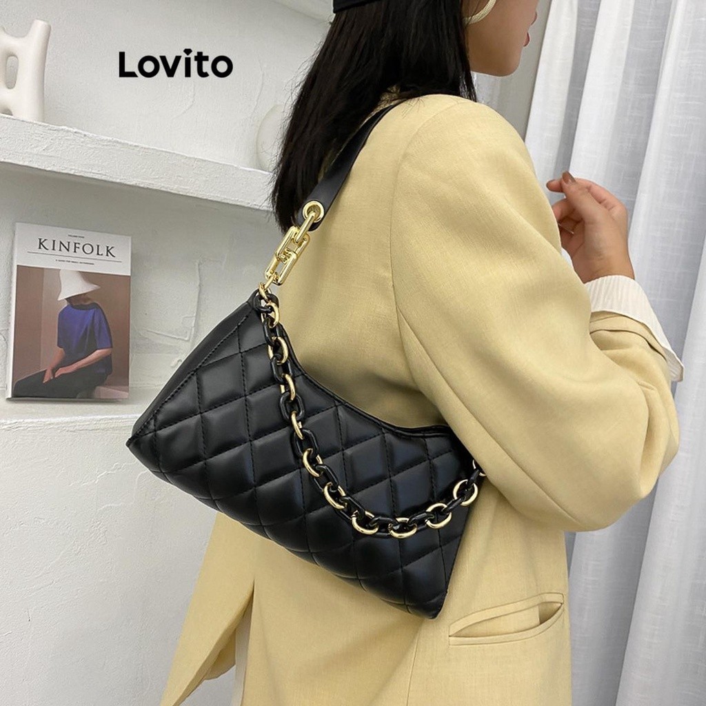Lovito Casual Plaid Padded Chain Small shoulder bag for Women LFA08117 ...