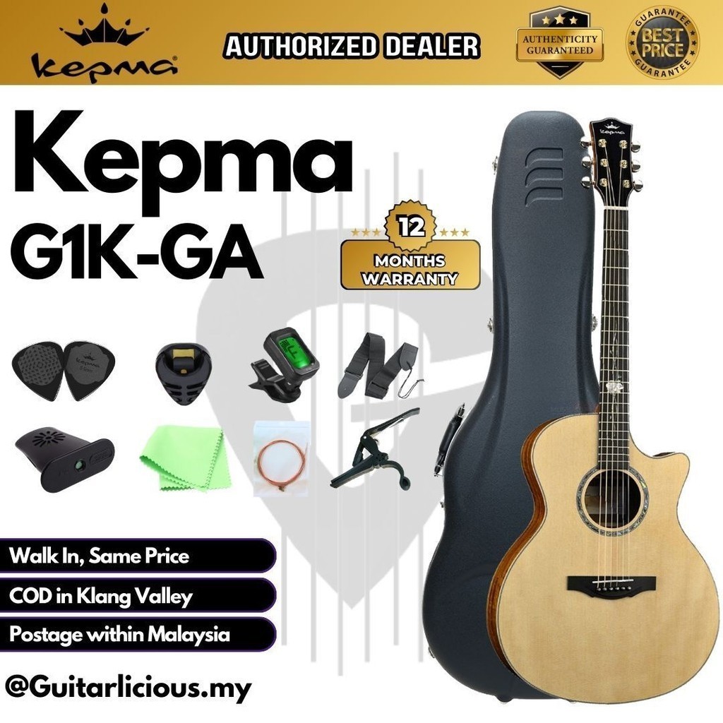 Kepma G1K Series Solid Sitka Spruce Top, Side & Back Koa Wood Grand ...