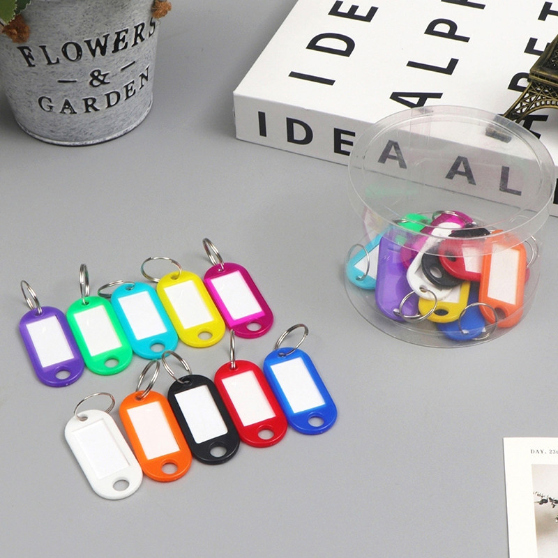 [cxGUYU] 50Pcs Colorful Keychain Key Tag Label ID Name TEL Number ...