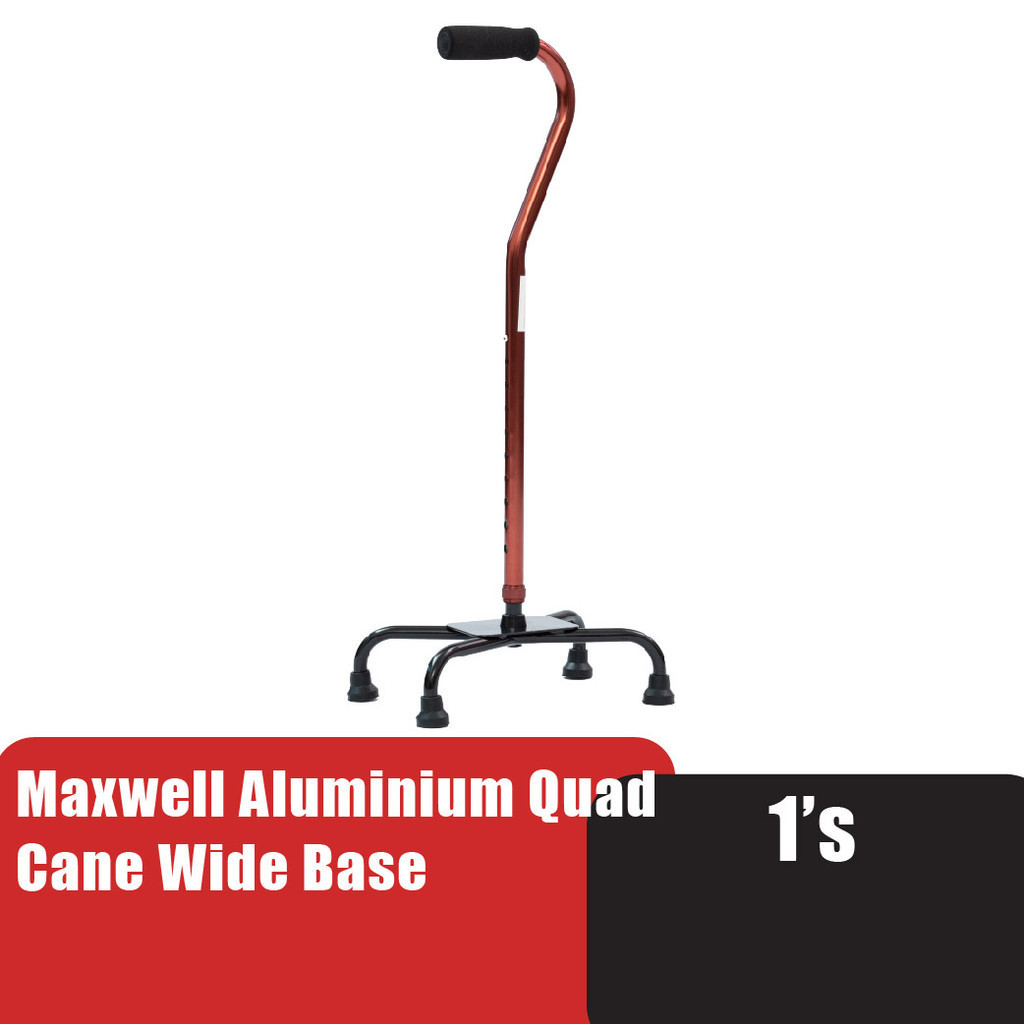 Maxwell Aluminium Quad Cane Wide Base (DY05931) Non Slip Walking Aid