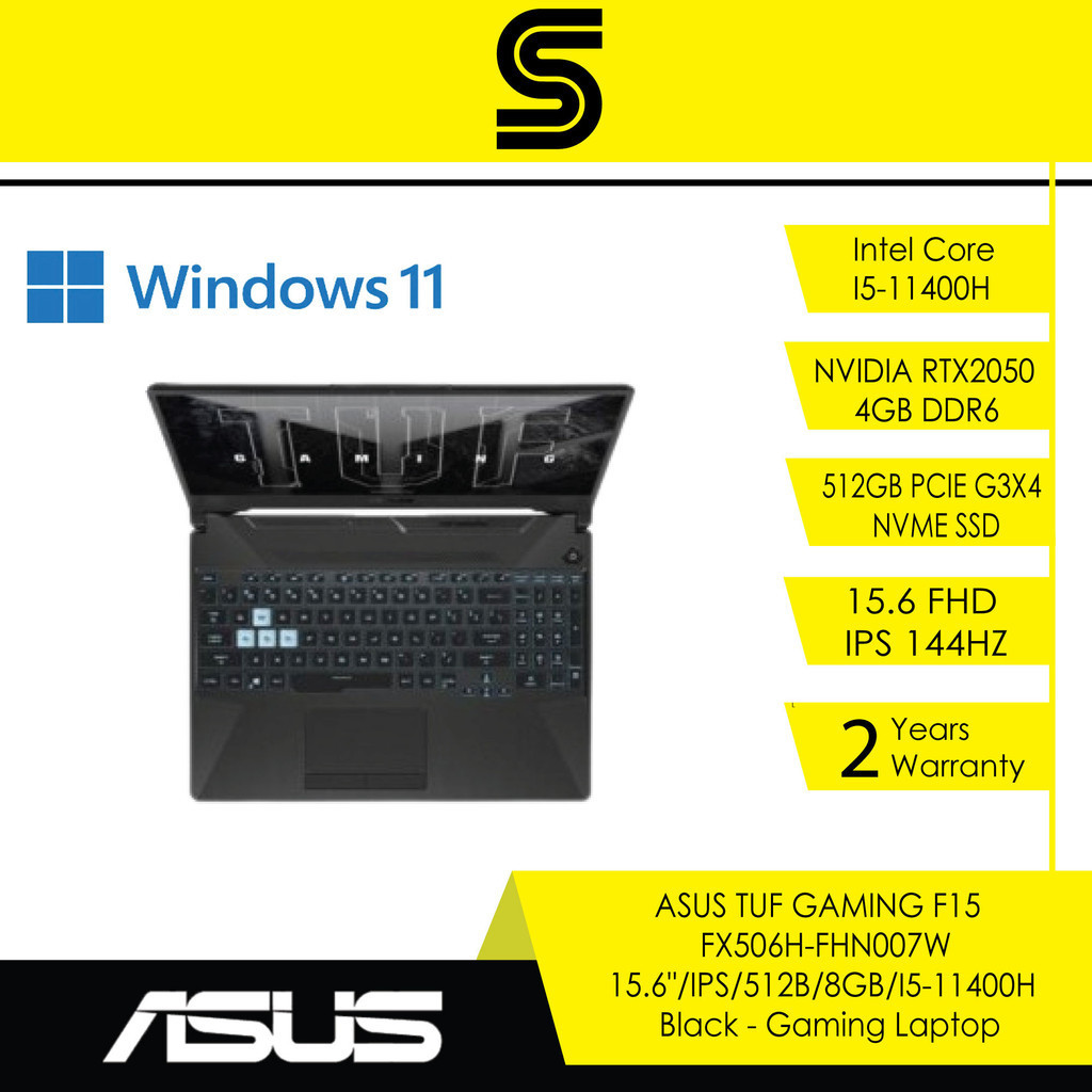 ASUS TUF GAMING F15 FX506H-FHN007W - Gaming Laptop (15.6"/i5-11400H/8GB ...
