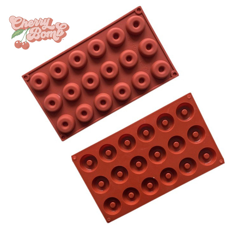 (Cherry Bomb) 18 Cavity Mini Donut Silicone Chocolate Mold DIY Cake ...