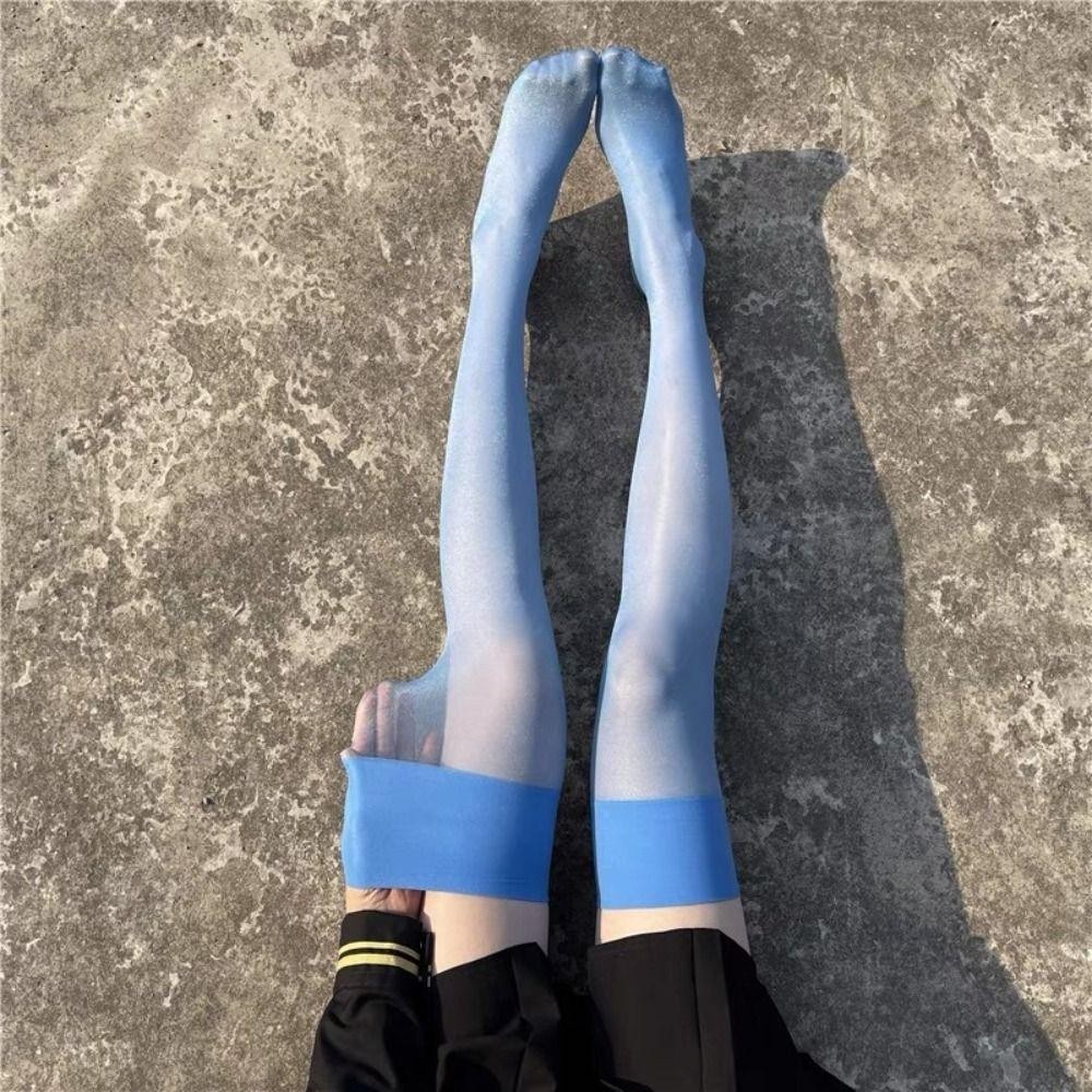 EXPEN Candy Color Stockings, Nylon Solid High Tube Socks, Cute Slimming