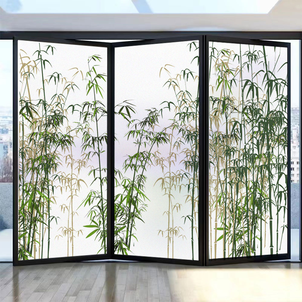Window Privacy Glass Frosting Film Bamboo Pattern Anti UV Glass Window ...