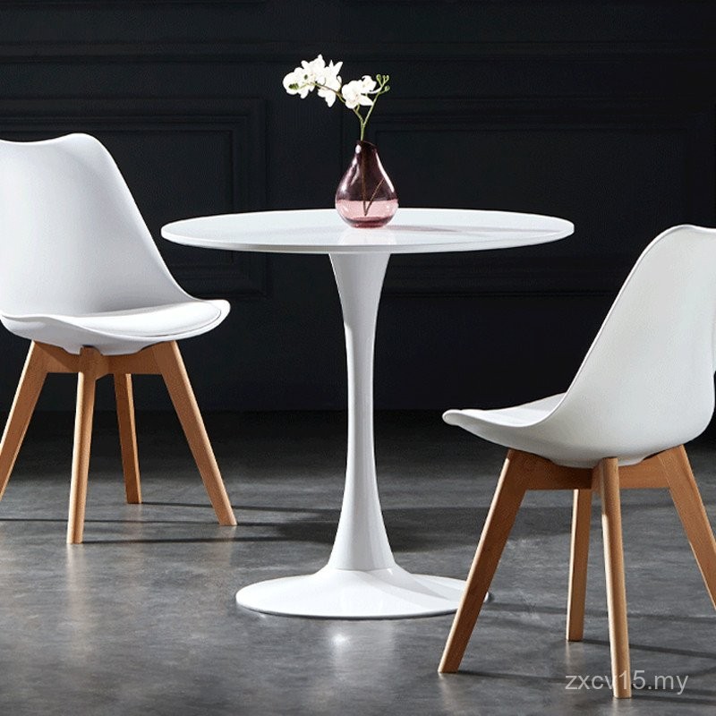 7t Small Round Table Simple Casual White Painted Coffee Table Milk Tea ...