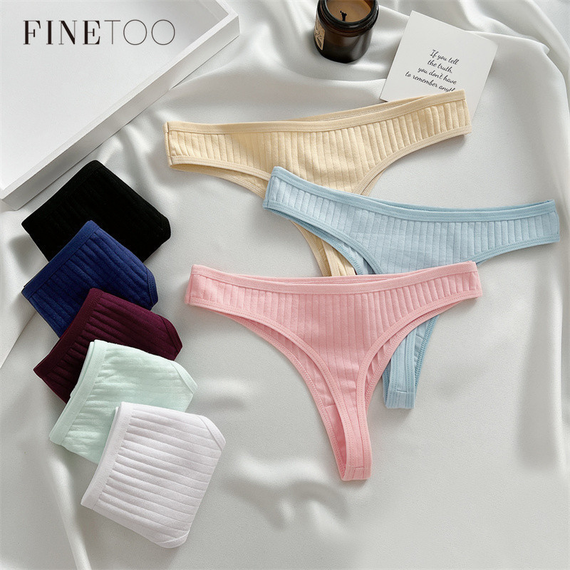 Cheap FINETOO Sexy Panties Women G-string Cotton Feamle Underwear