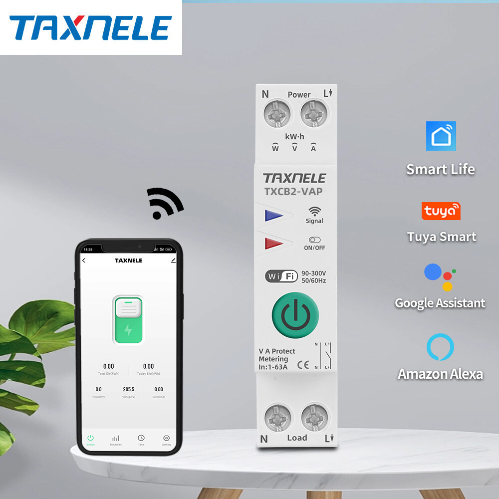 TXCB2-VAP Smart Life TUYA WiFi MCB Circuit Breaker 1-63A Power Metering  Over Current Under Voltage Protect Wireless Remote Control Switch