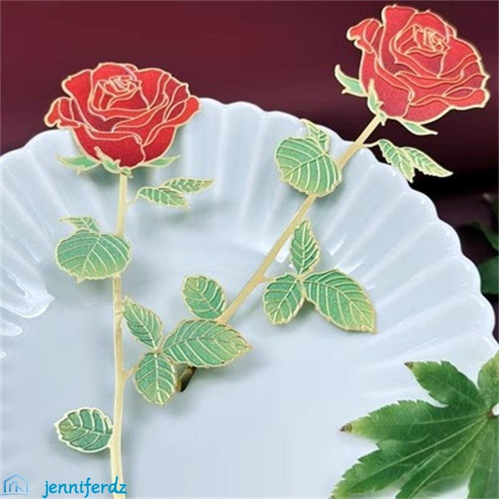 JENNIFERDZ Rose Bookmarks, Stationery Alloy Pendant Metal Bookmark ...