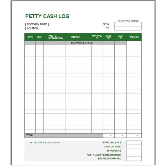 Jgd [#20] Petty Cash Log Excel Template   Template Excel Kira-kira 