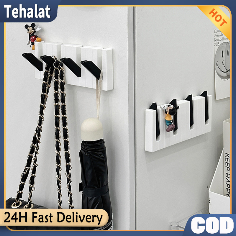 Creative Piano Coat Hanging Wall Mounted Keys Bag Hats Storage Rack 4 ...