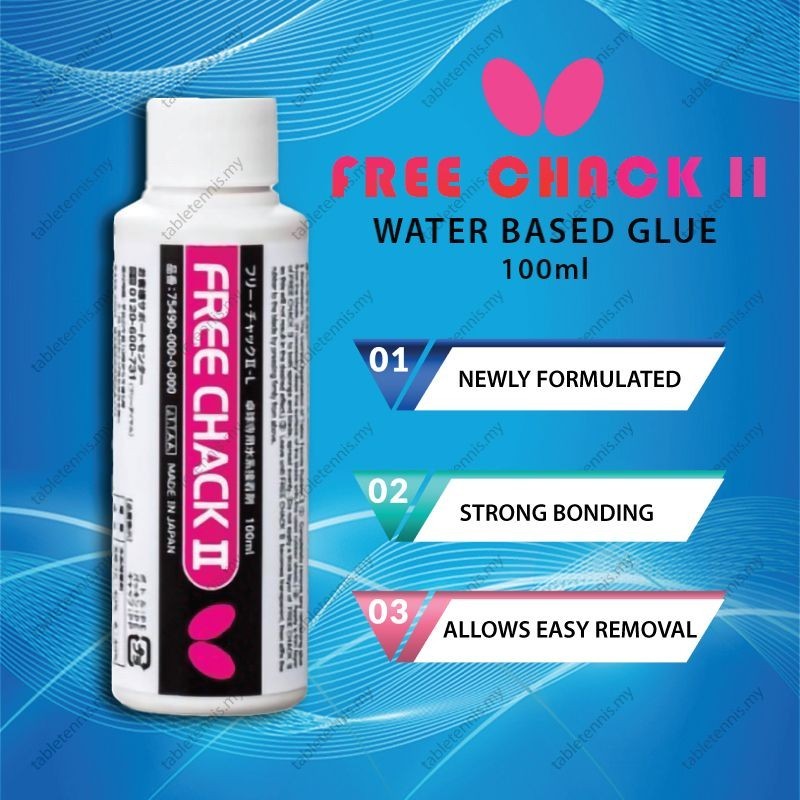 Butterfly Free Chack II Table Tennis Ruuber Water Based Glue 100ml Made