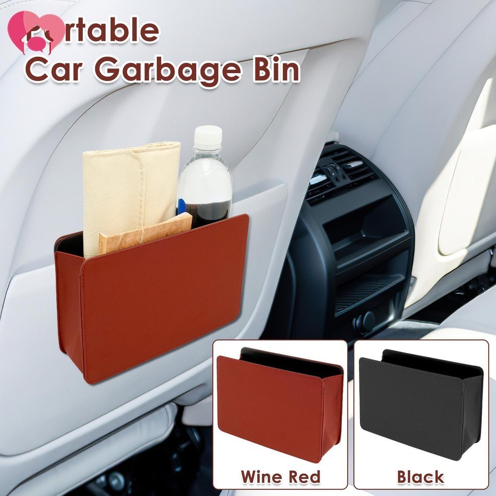 Car Bin Foldable Space Saving Car Trash Can Waterproof Leather Auto