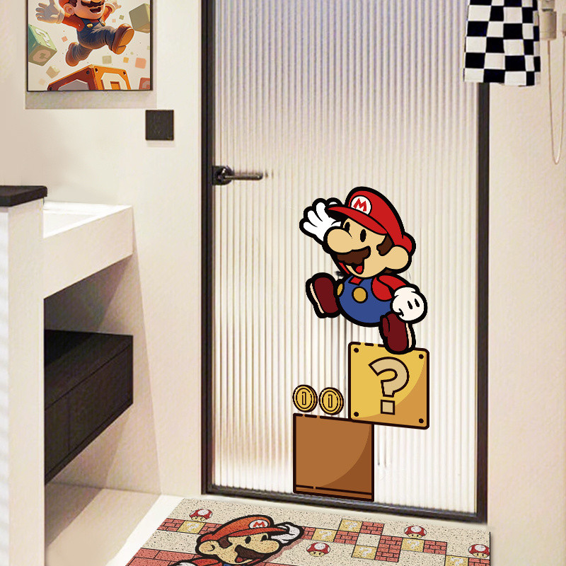 Glass Door Sticker Super Mario Pattern Wallpaper Design Store Window ...