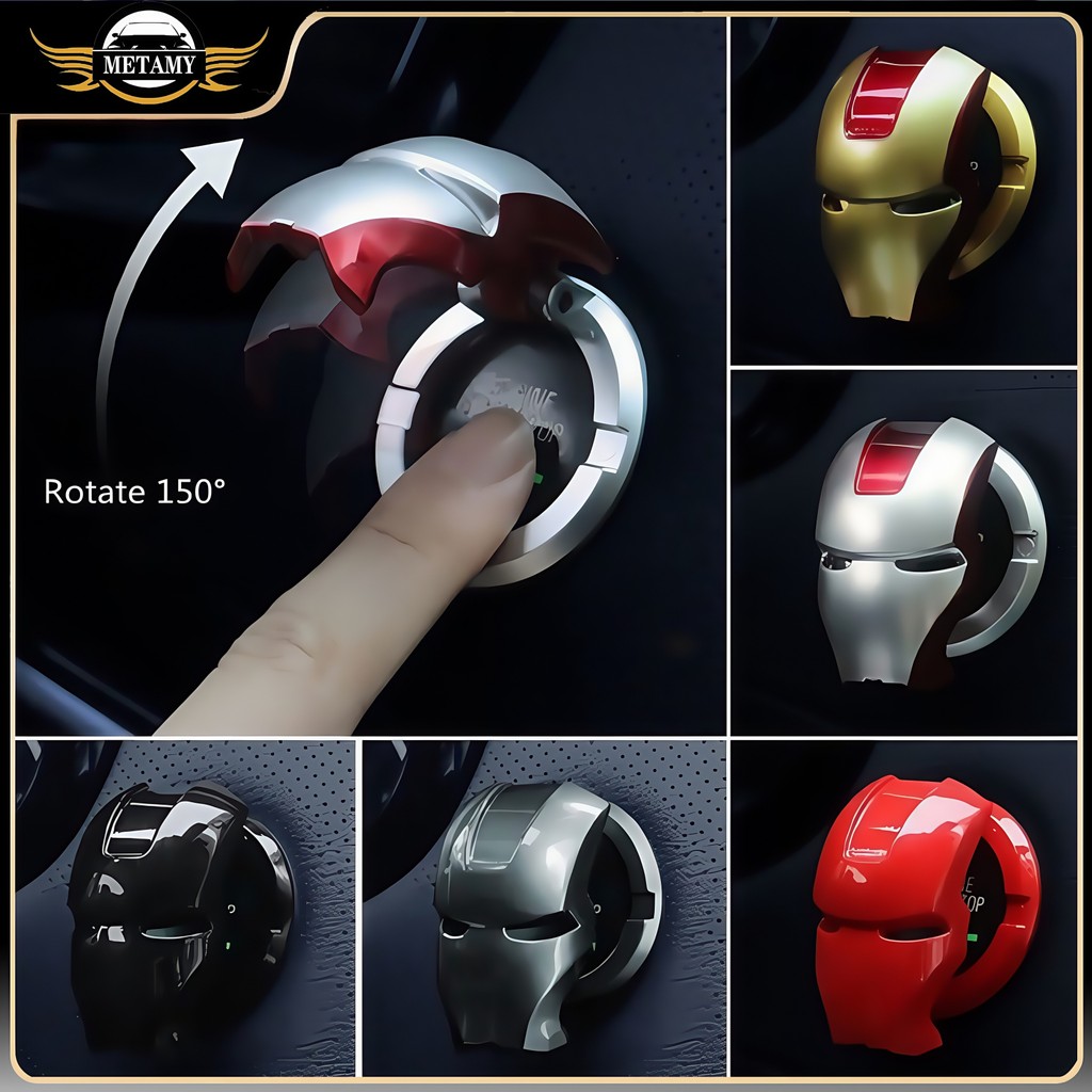 3D Aluminum Alloy Iron Man Car Auto Engine Start Stop Push Button Cover ...