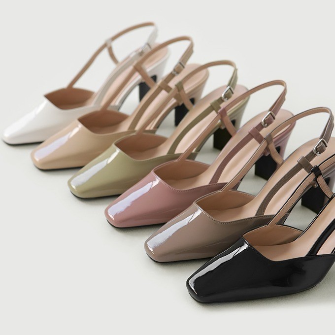 SAPPUN] Irove Enamel Square Slingback heels (5/7cm) Shopee Malaysia