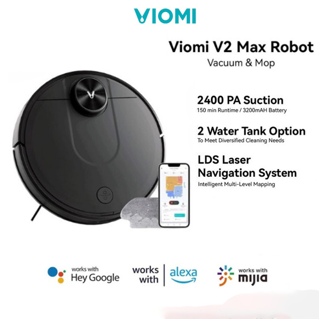 VIOMI V2 Max 2400Pa Lidar Navigation Multi-Floor Mapping Mop Robot