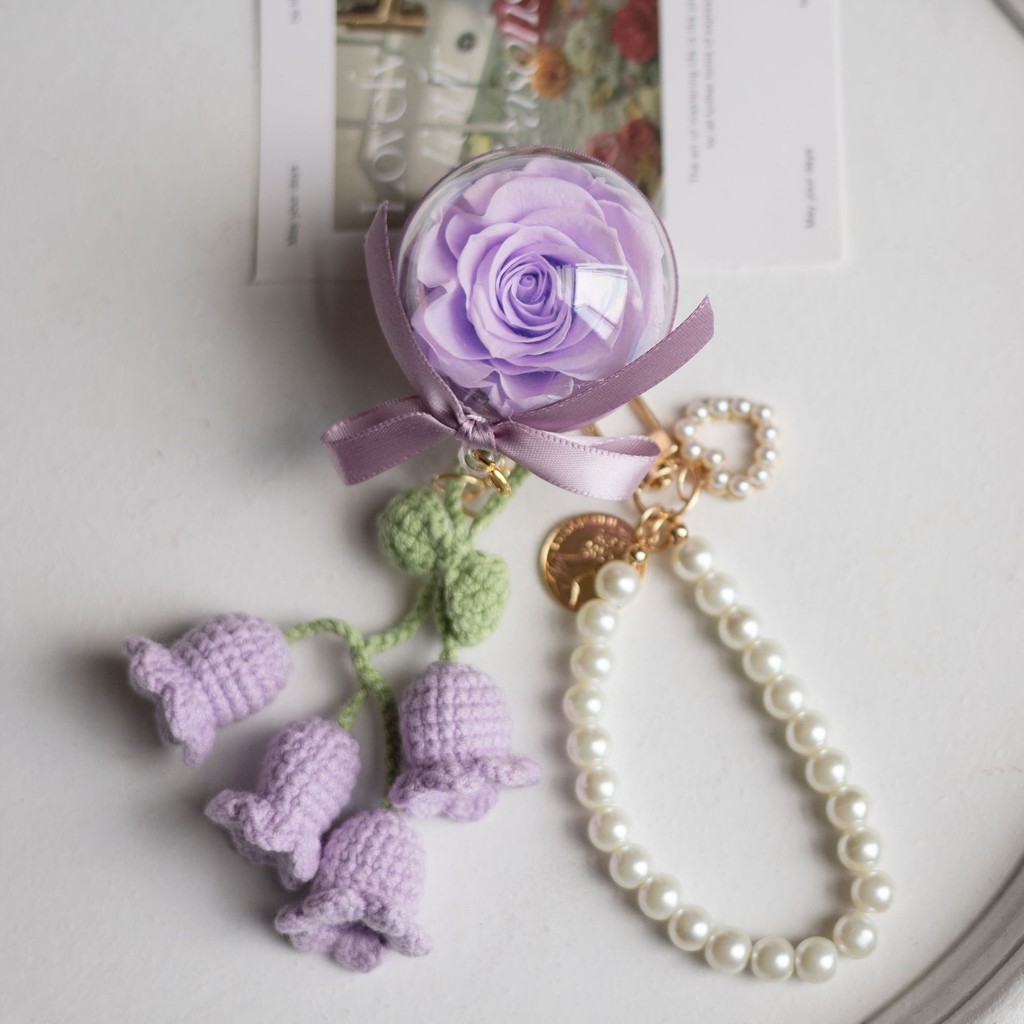 Eternal flower lily of the valley keychain female pendant hand