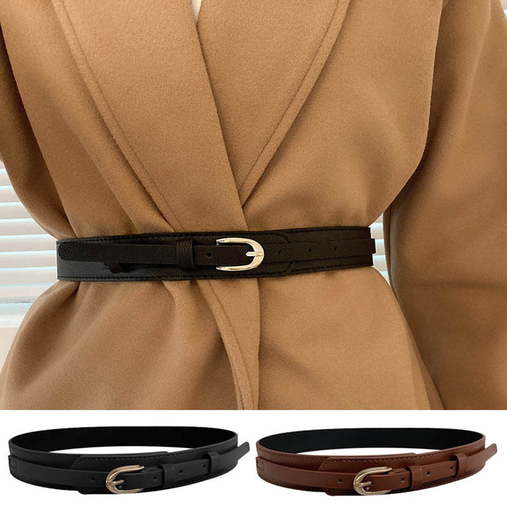 Skinny Waist Straps Women PU Leather Belt Adjustable Slim Oval Needle