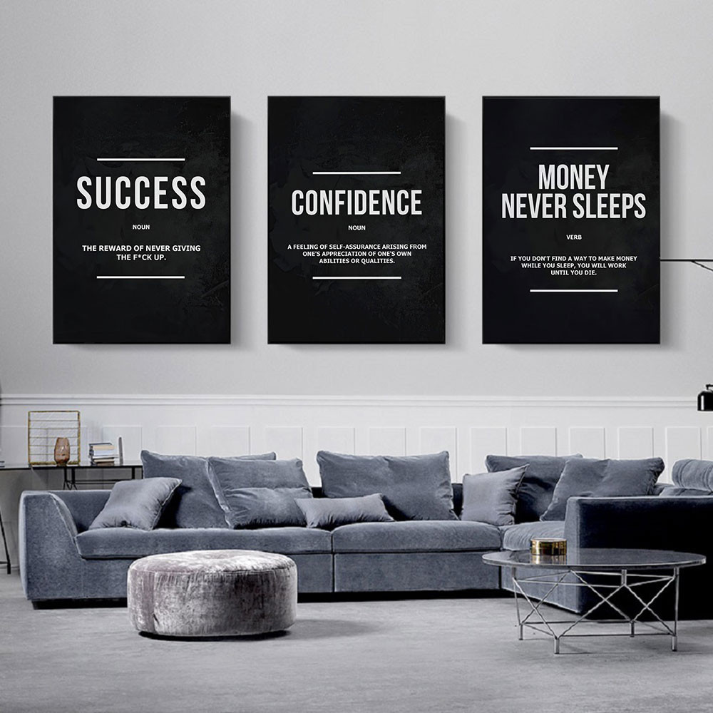 Inspirational Quotes Poster Wall Art Money Never Sleeps Motivational ...