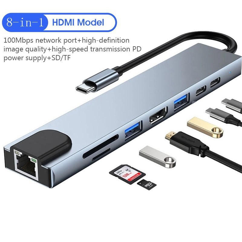 8-IN-1 USB C Expander USB 3 Hub Type C Splitter Type C Dock Multiport ...