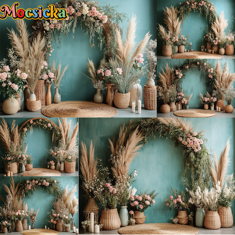 Mocsicka Photography Background Boho Floral Arches Decoration Backdrop ...