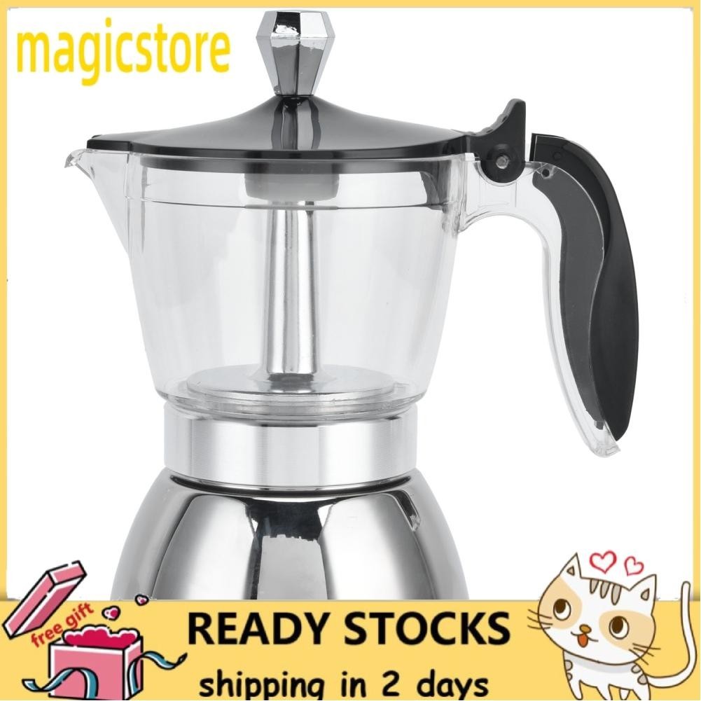 Magicstore 4 Cup Stainless Steel Coffee Maker Small Stovetop Moka Pot