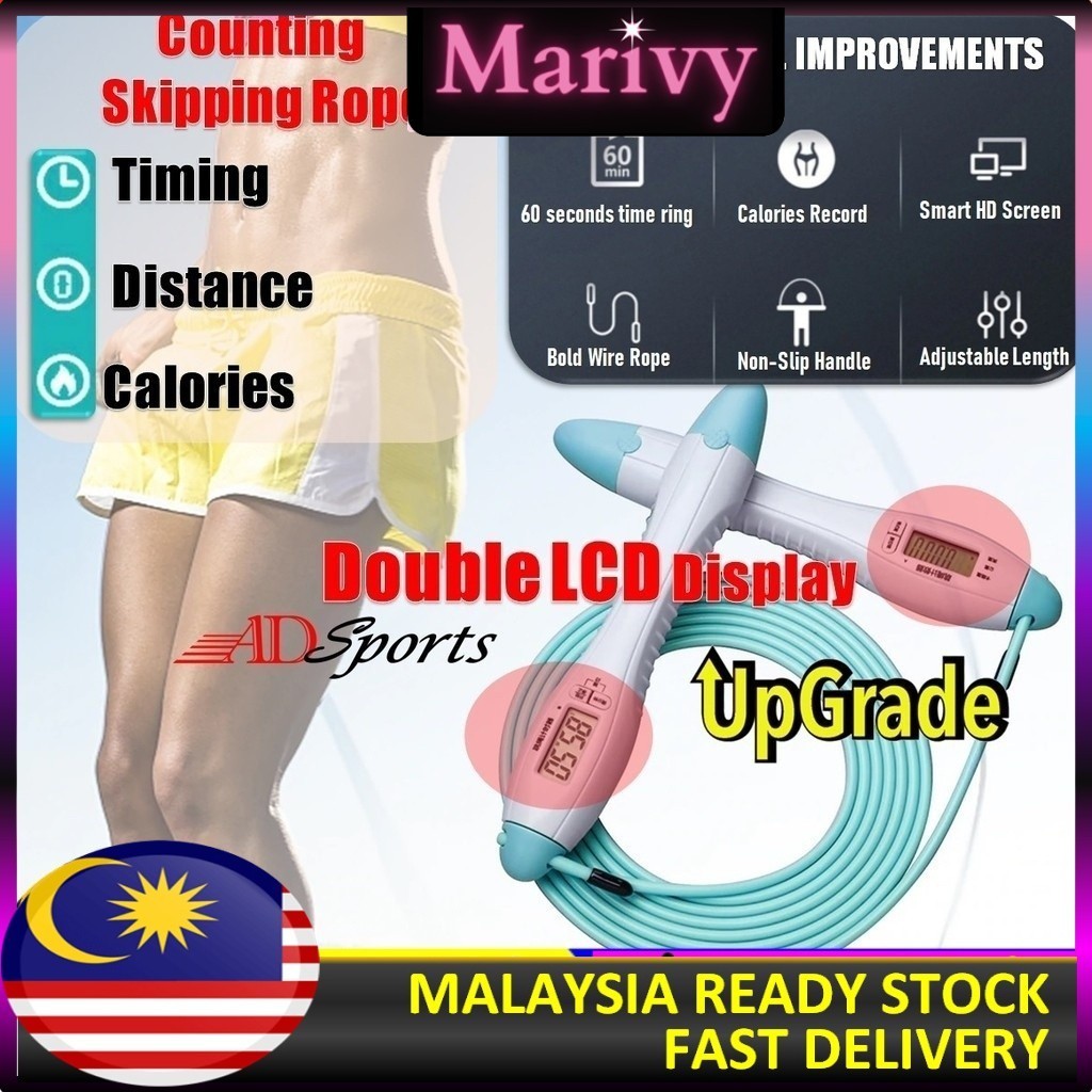 2.8M Digital Counting Skipping Rope Double LCD Jump Ropes With Timer ...