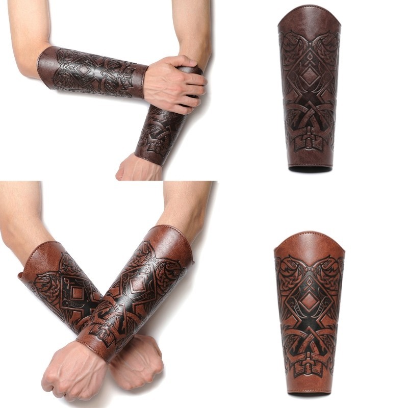 Ivy Brown Bracer Gauntlet Medieval Embossed Gauntlet Gauntlet Cosplay ...
