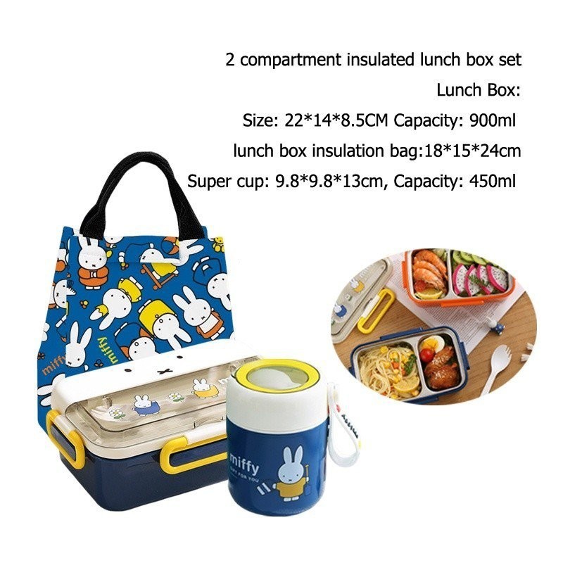 【In Stock】Miffy Lunch Box Set 2Piece Set/3Piece Set Insulation Bag