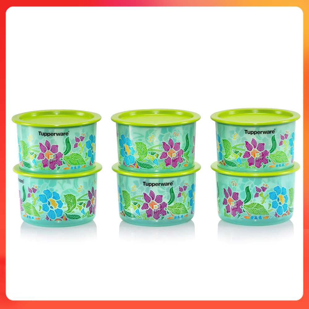 Tupperware 600ml Batik Bloom Delight One Touch Set Small Bekas Kuih ...