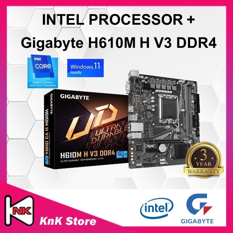 Gigabyte H610m H V3 Ddr4 H610 Lga1700 Motherboard Intel 12th Gen Pentium Core I3 I5 Cpu