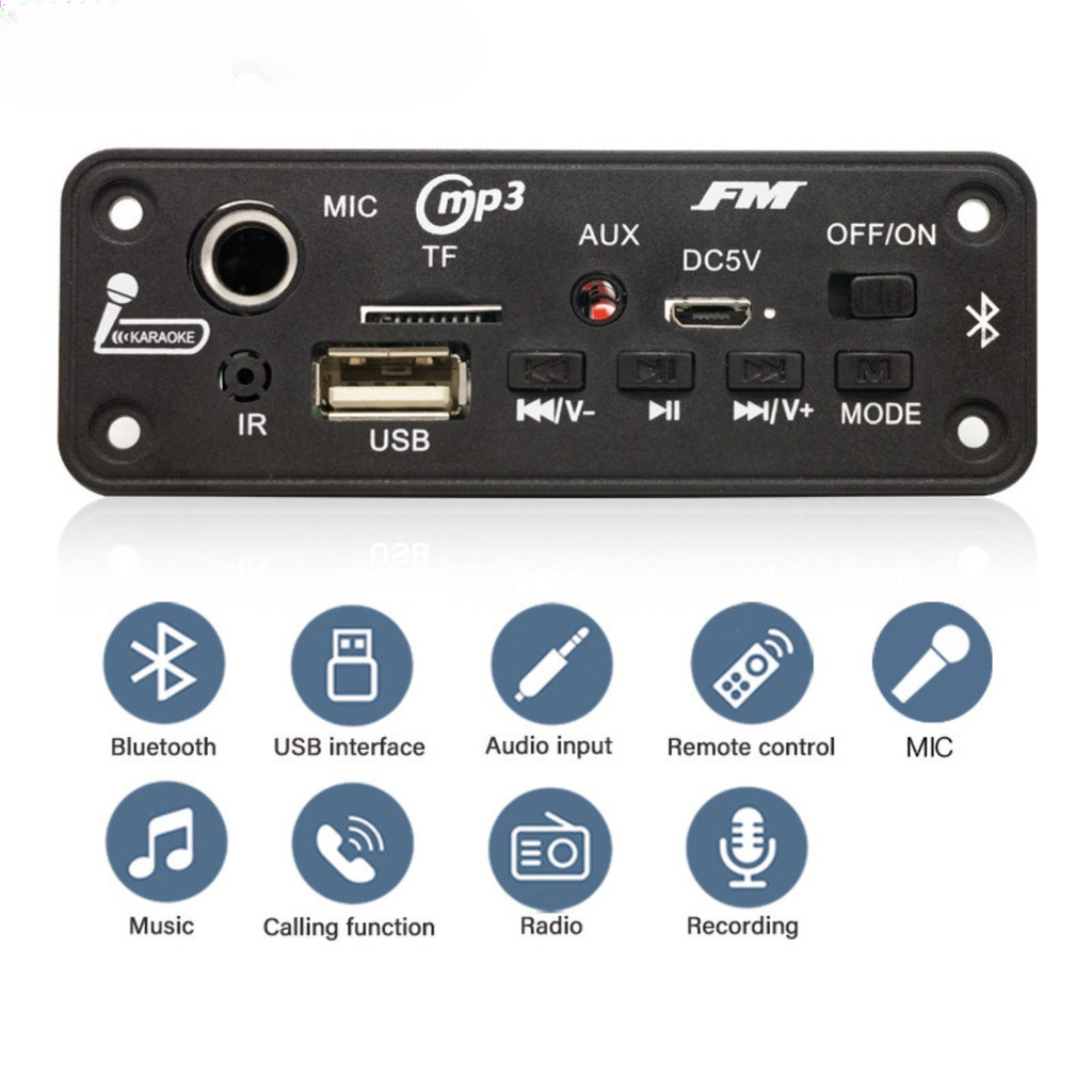 DC 5V Wireless Bluetooth DIY MP3 Decoder Board 6W Amplifier Handsfree ...