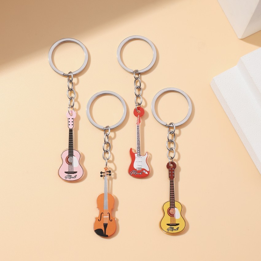 New Arrival Acrylic Guitar Keychain Double Sided Simulation Guitar Car ...