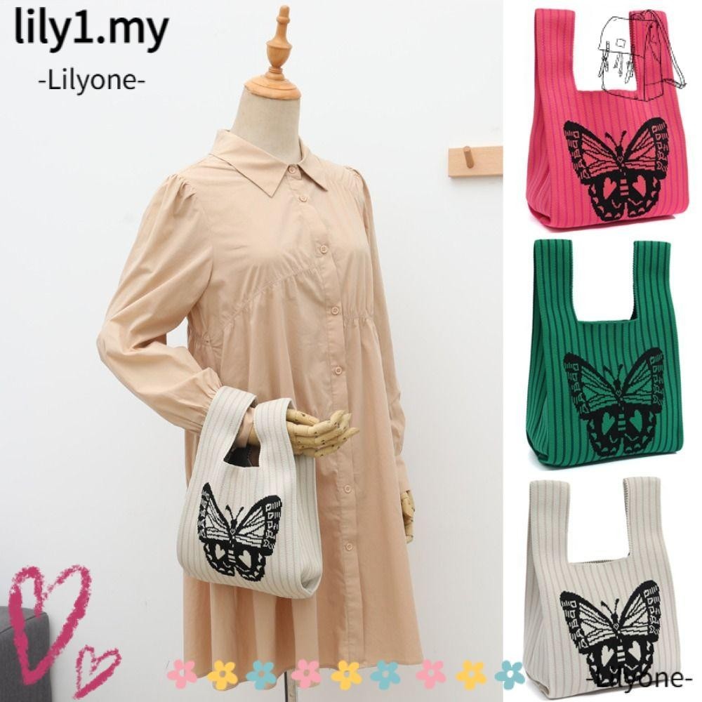 Lilyone Knot Wrist Bag Knit Handmade Knit Handbag Reusable Butterfly