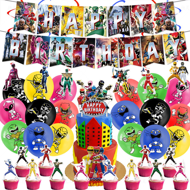 Cartoon Anime POWER RANGERS Theme Boys Birthday Party Festival ...