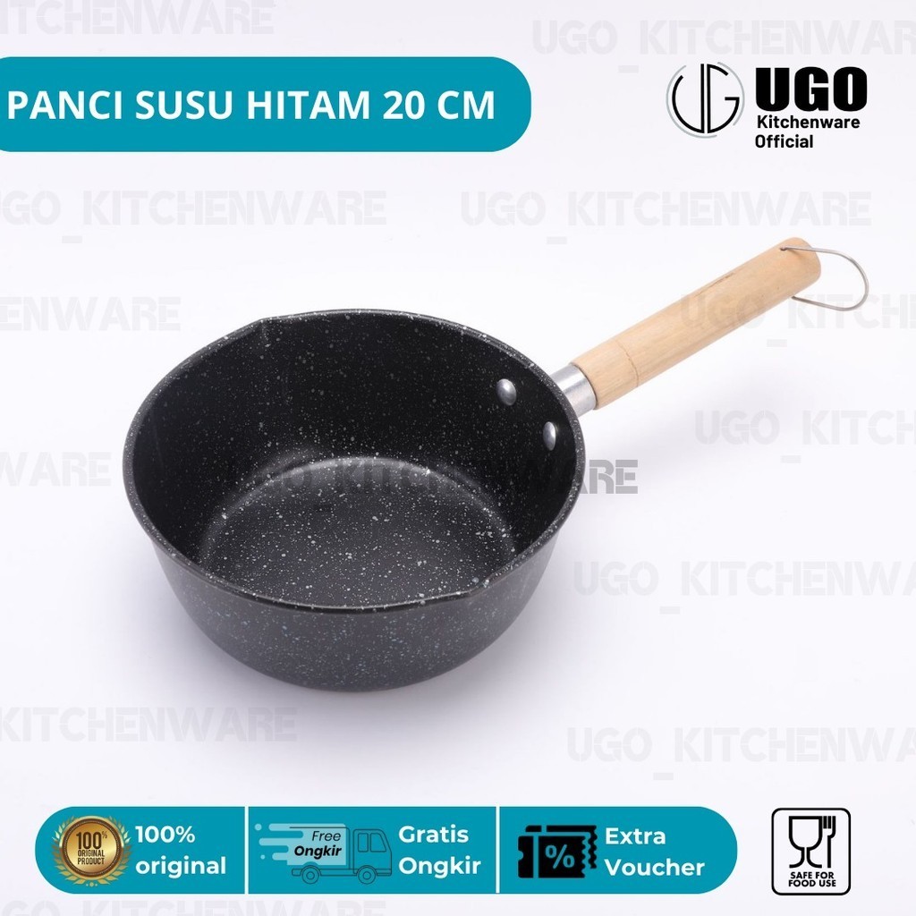 HITAM KAYU Ugo Special Price Black Milk Pot with Wooden Handle 20cm ...