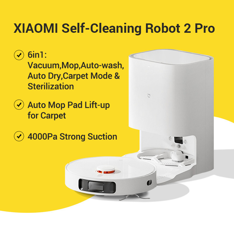 XIAOMI MIJIA Self-Cleaning Vacuum Cleaner Robot 2 Pro 6In1 4000Pa ...